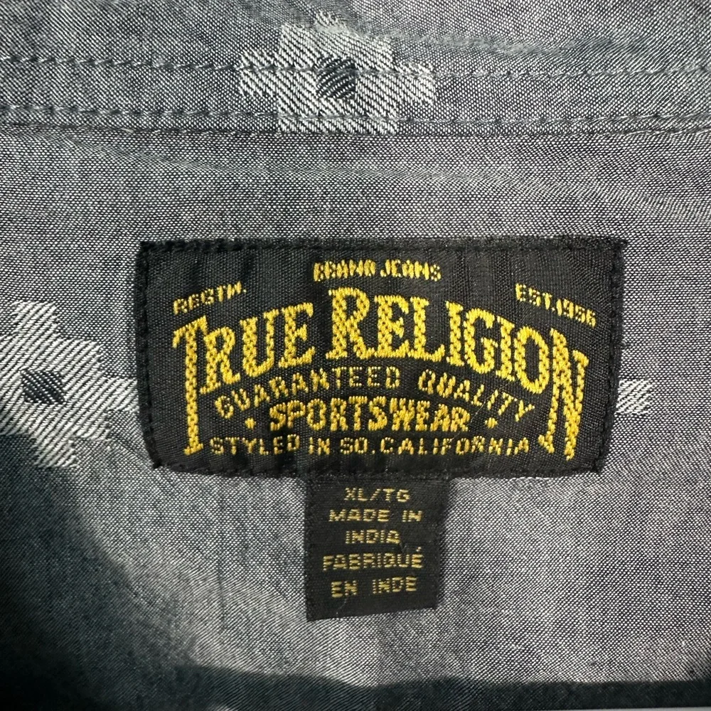 True Religion Men’s Gray Button Down Shirt Size XL EUC